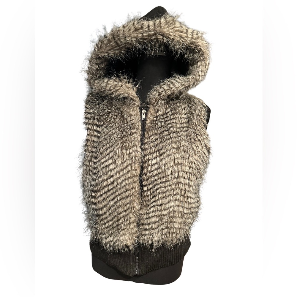 Faux fur hooded vest